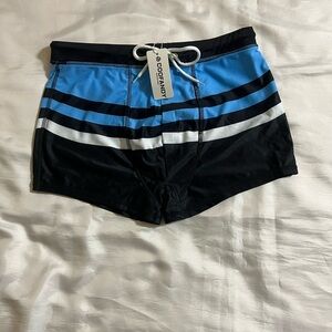 COOFANDY I Men’s I Blue-White Stripes/Multicolor I Brazilian style Swimsuit